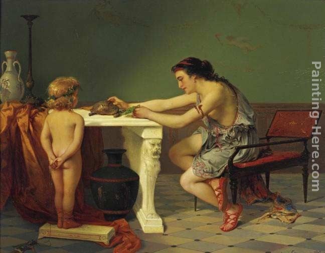 Pierre Oliver Joseph Coomans Feeding the Turtle